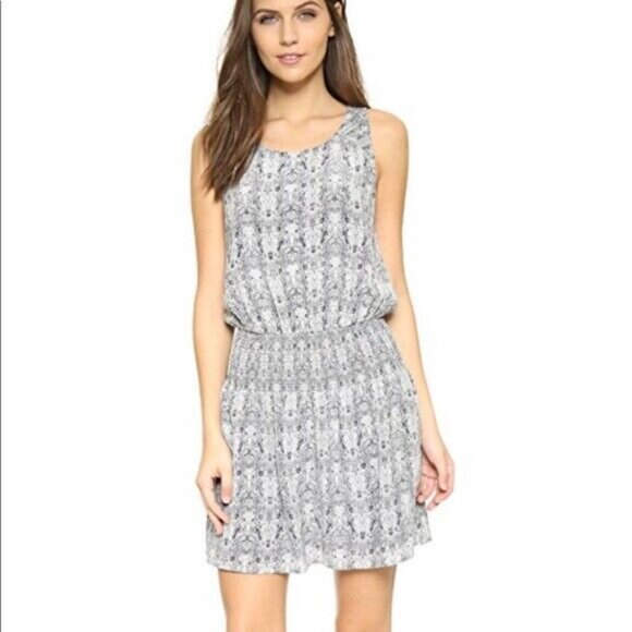Joie Lawska Sleeveless Silk Black Gray Dress - Picture 1 of 8